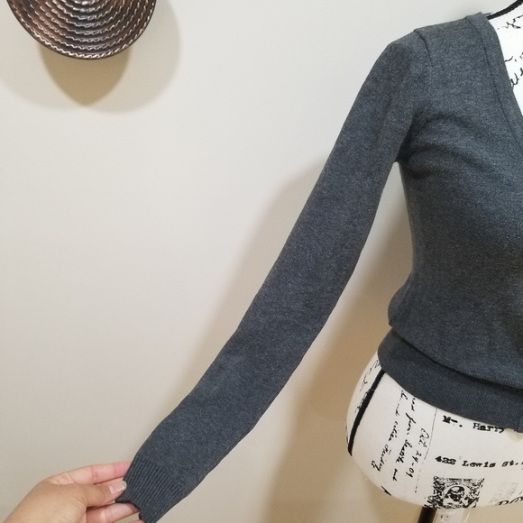 Rue 21 Gray V Neck Cardigan With Button Closure At The Bottom SIZE S. - Picture 6 of 16